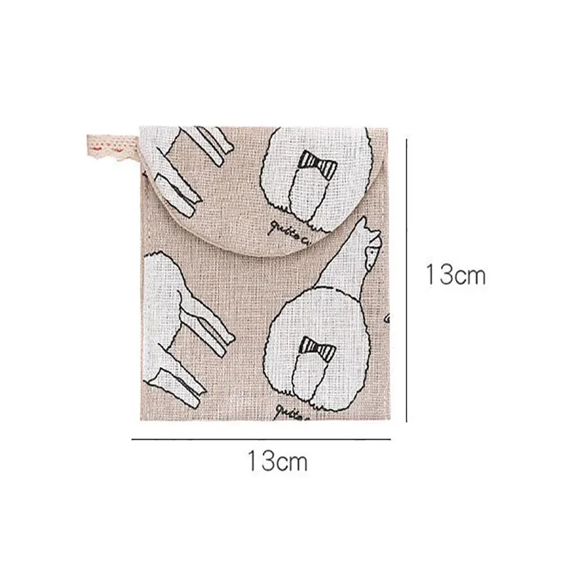 Cute And Clear Cartoon Cotton And Linen Sanitary Napkins Storage Bag, Sanitary Napkins Storage Bag, Aunt Girl Heart Portable image 6
