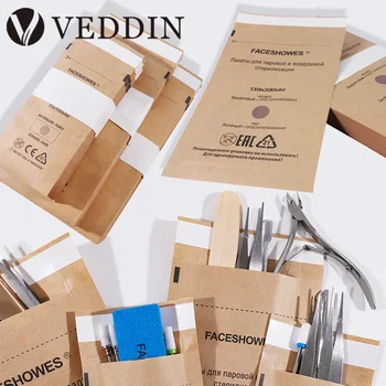 크래프트 종이 청소 가방, 자체 밀봉 손톱 소독 가방, 살균 파우치, 오토클레이브 치과 도구, 문신 용품, 100 개, 50 개, 20 개