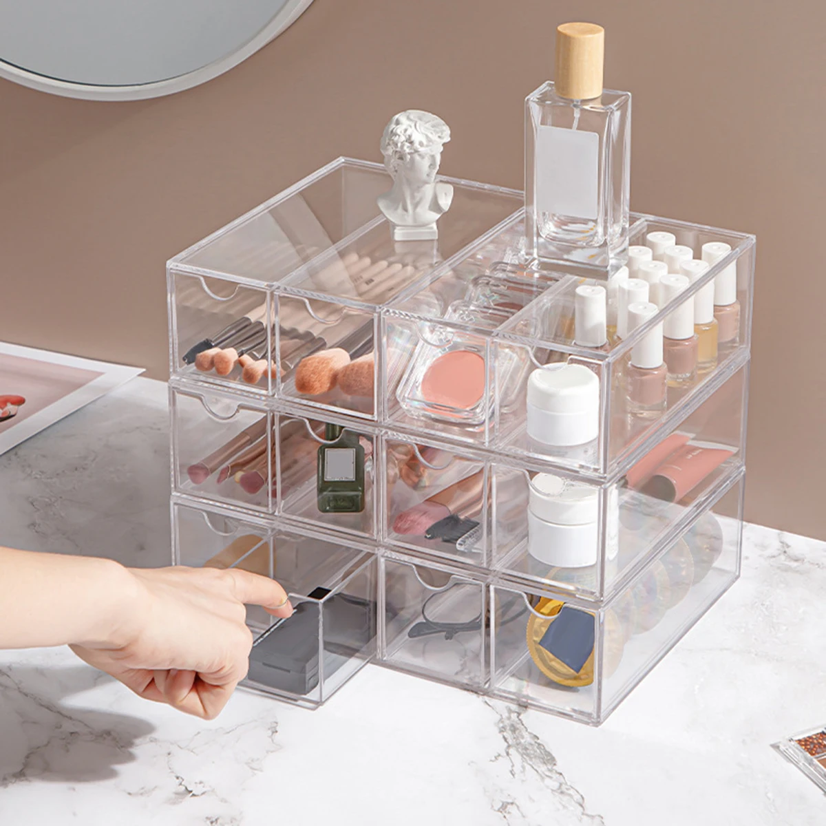 

Acrylic Transparent Storage Box 4 Tier Display Shelf Accessories Jewelry Storage Dustproof Glasses Sunglasses Display Box