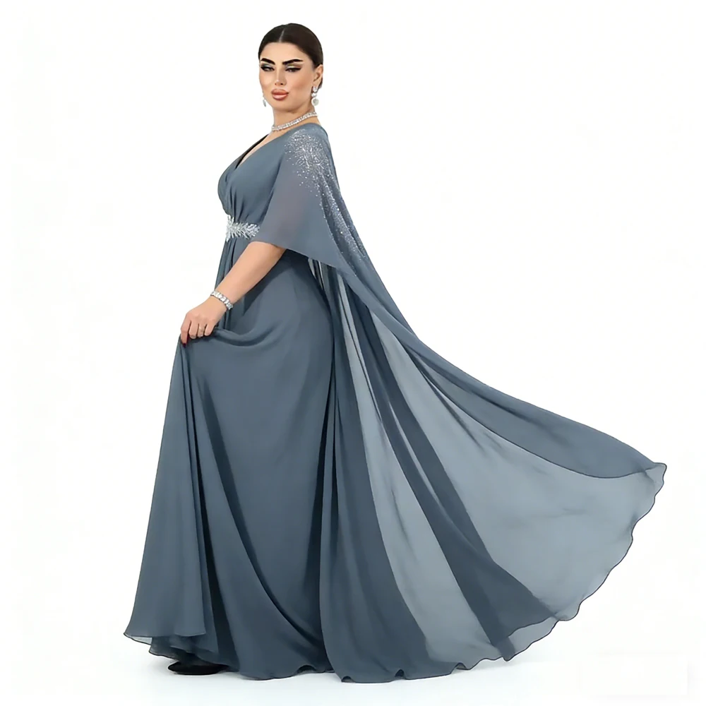 

Dubai Abaya Turkey Kaftan for Elegant Women Muslim Cape Evening V-Neck Party Dress Wedding Caftan Femme Robe Islam Jalabiya Gown