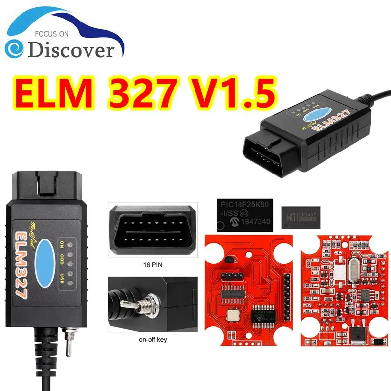 ELM327 V1.5 PIC18F25K80 FTDI/CH340 With Switch Code Scanner OBD2 Bluetooth Elm327 WIFI For Ford Forscan Diagnostic Tool