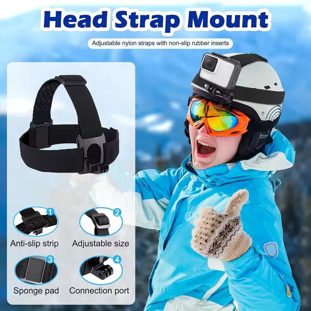 7-in-1 Action Camera Set Phone Head Strap Chest Strap Mount Adjustable Phone Mount For GoPro Hero 13 12 11 10 DJI Action 4 Phone