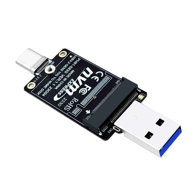

Корпус адаптера ABMR-M.2 к USBA Type-C для жесткого диска NVME, корпус для жесткого диска, внутренняя плата JMS583, поддержка 10 Гбит/с, размер 2230 SSD