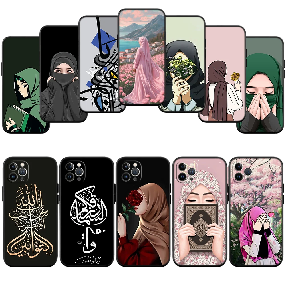 IJ40 Muslim Girls Hijab Maxim Phone Case for Samsung Galaxy S20 S21 S22 Ultra FE + Plus A21S A22 A24 A25 A26 A30 A30S A31