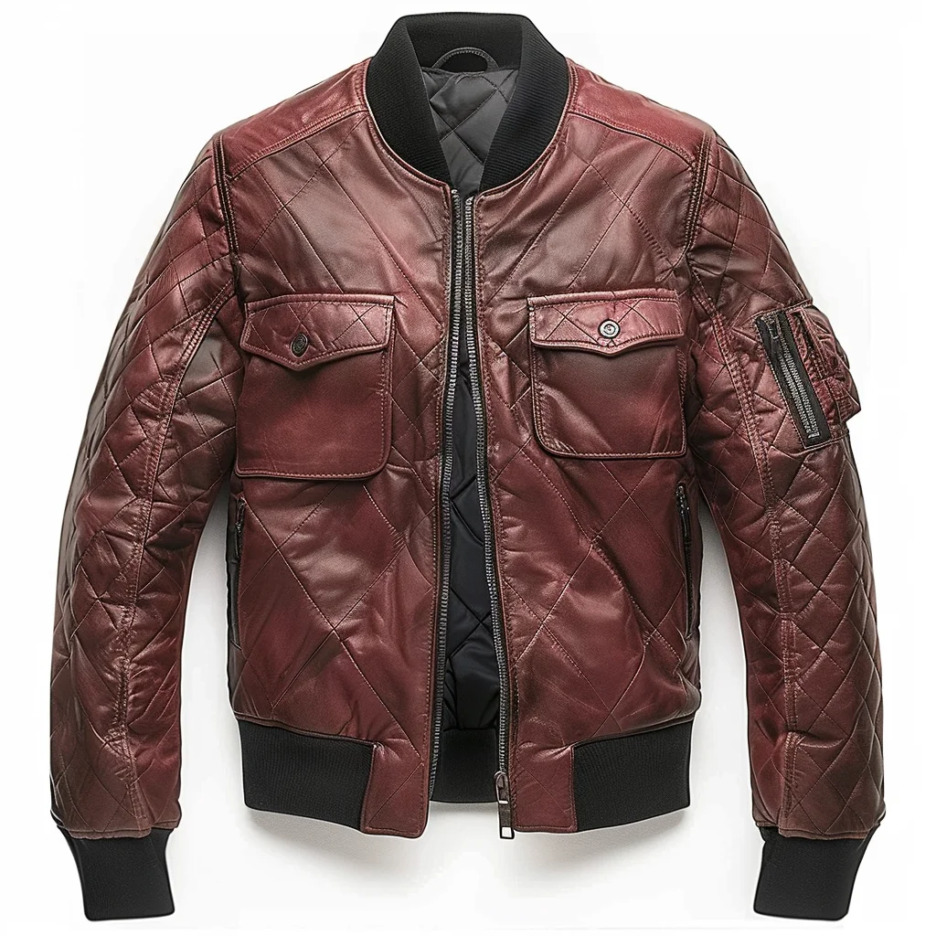 

Quilted Leather Bomber Jacket Mens Vintage