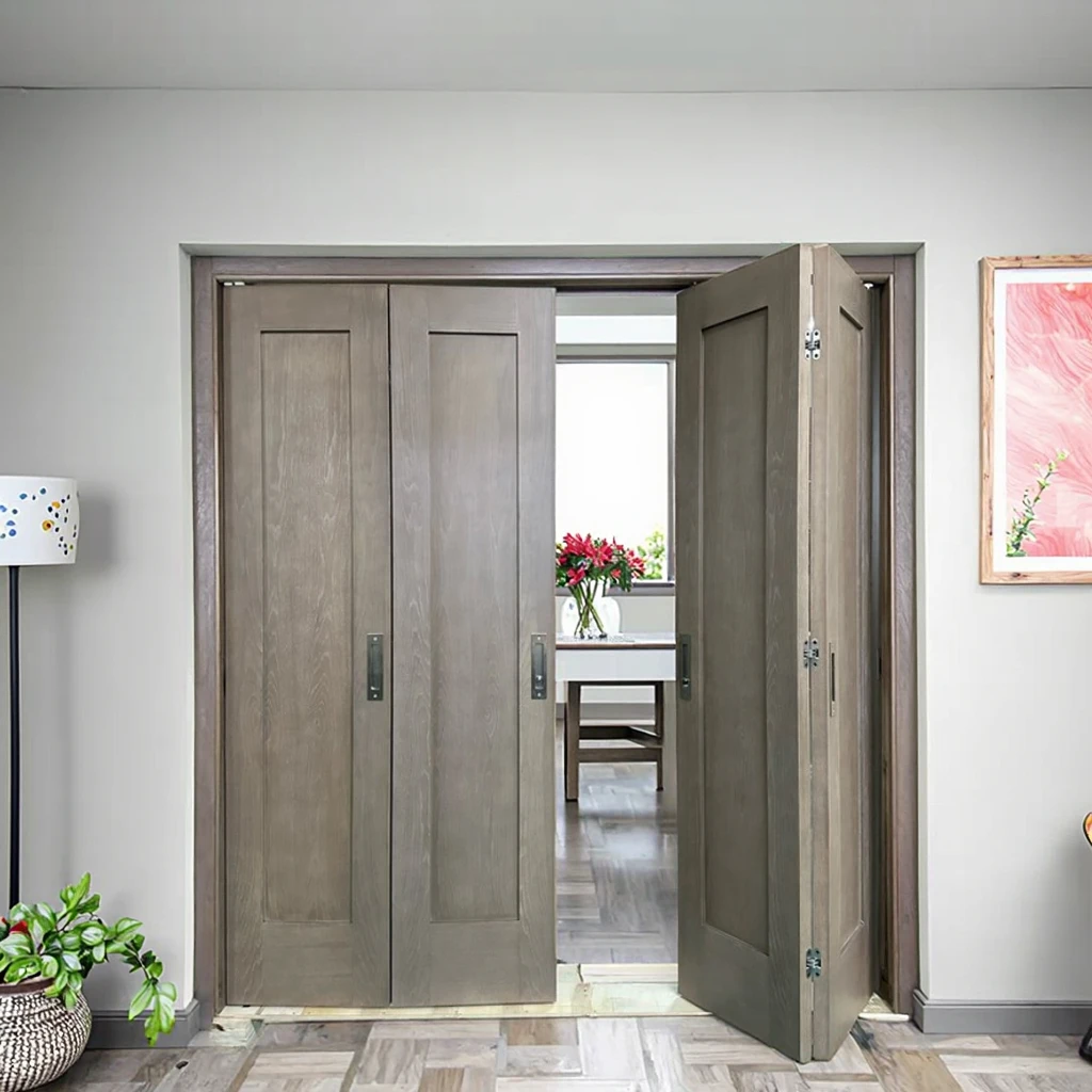 

New Arrival Solid Wood Room Inside Sliding Folding Doors Interior Bi Fold Wood Door