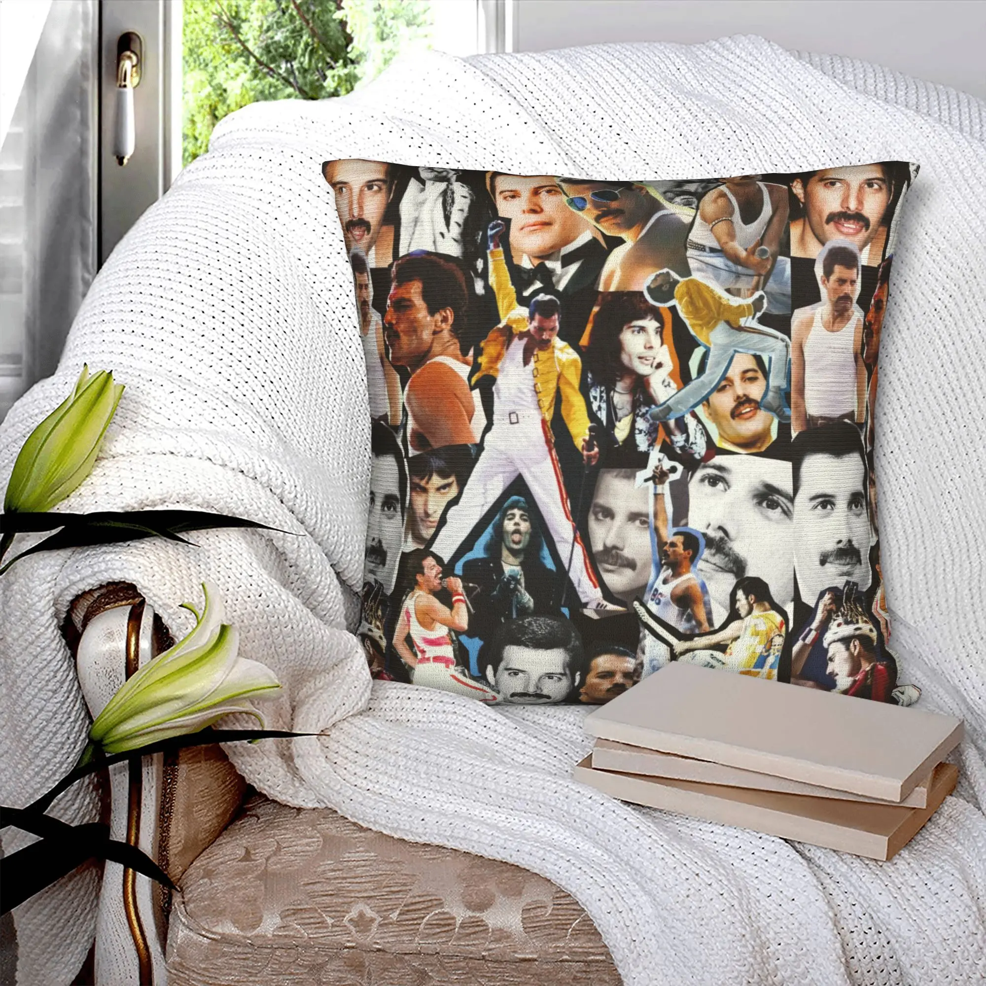 Freddie Mercury Collage Pillow Covers for Sofa  Luxury Cushion Cover Velvet Pillowcase