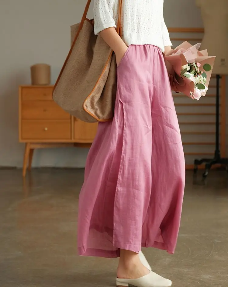 

Women's Summer Fashion Wide-leg Ninth Pants New Simple Loose Ankle-Length Trousers Ladies Solid Color Straight Sweatpants