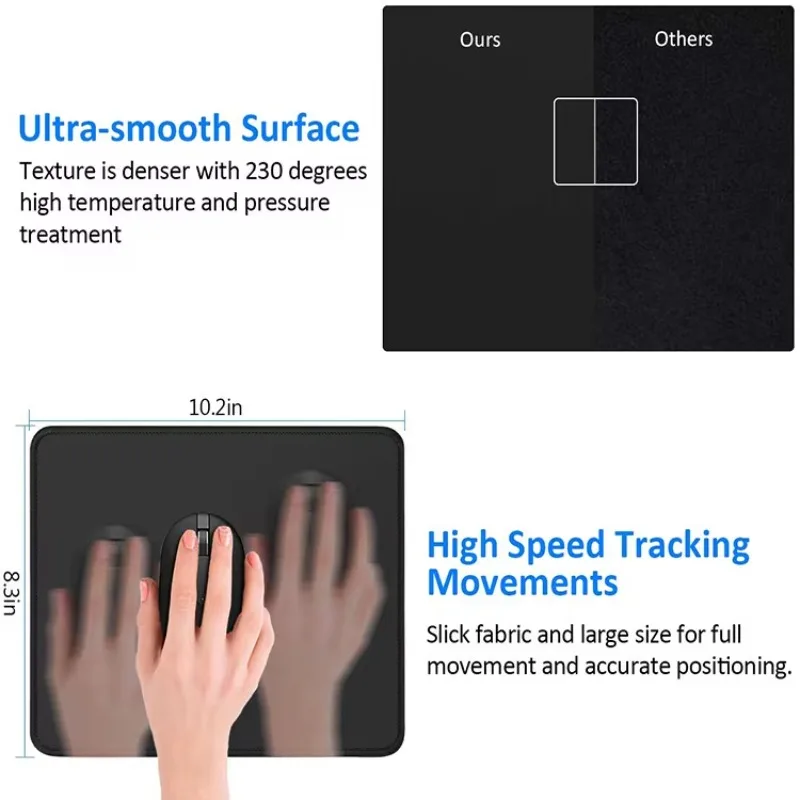 لوحة ماوس صغيرة سوداء، حصيرة مكتبية، ملحقات الكمبيوتر، وسادة مكتب مطاطية مضادة للانزلاق مناسبة للمكتب والألعاب، متينة مقاومة للماء