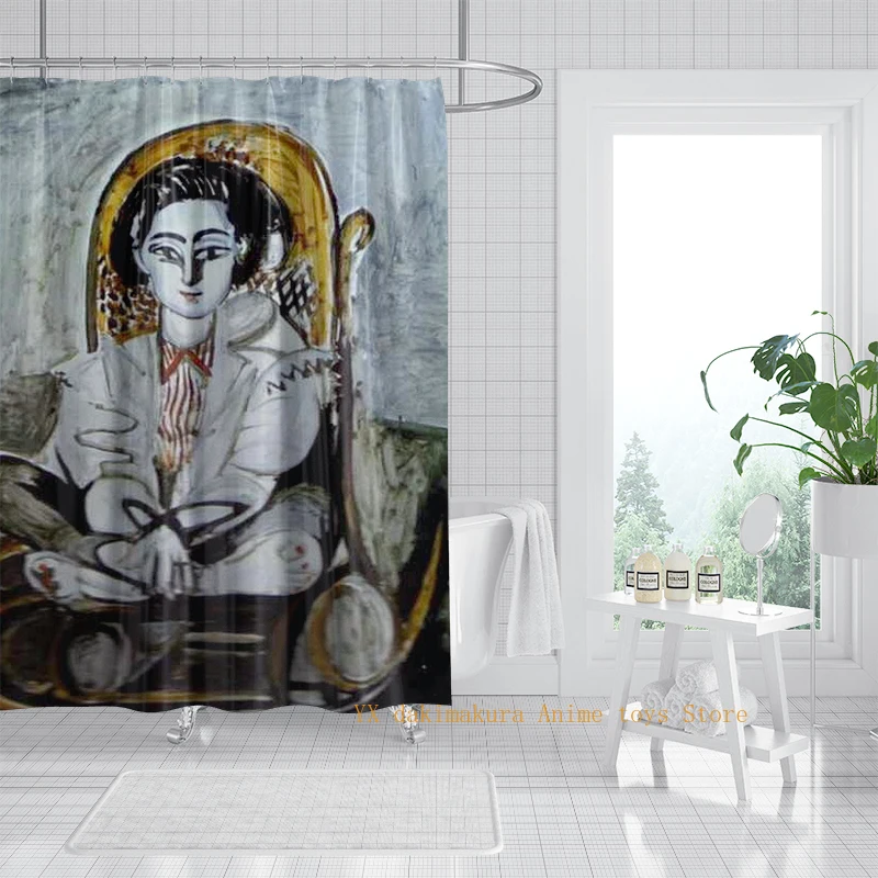 

Simple installation of abstract anime character shower curtain - anti mold and moisture-proof, no need to drill holes
