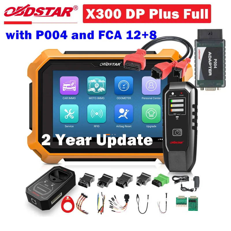 OBDSTAR X300 DP Plus C Package Full Version and P001 Programmer RFID for Toyota Smart Key and P004 Adapter and FCA 12+8 Adapter