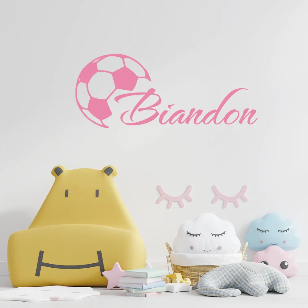 1pc Hot Personalize Custom Name Soccer football Wall Decal Art Vinyl Stickers wallpaper for sport lover home decor image 2