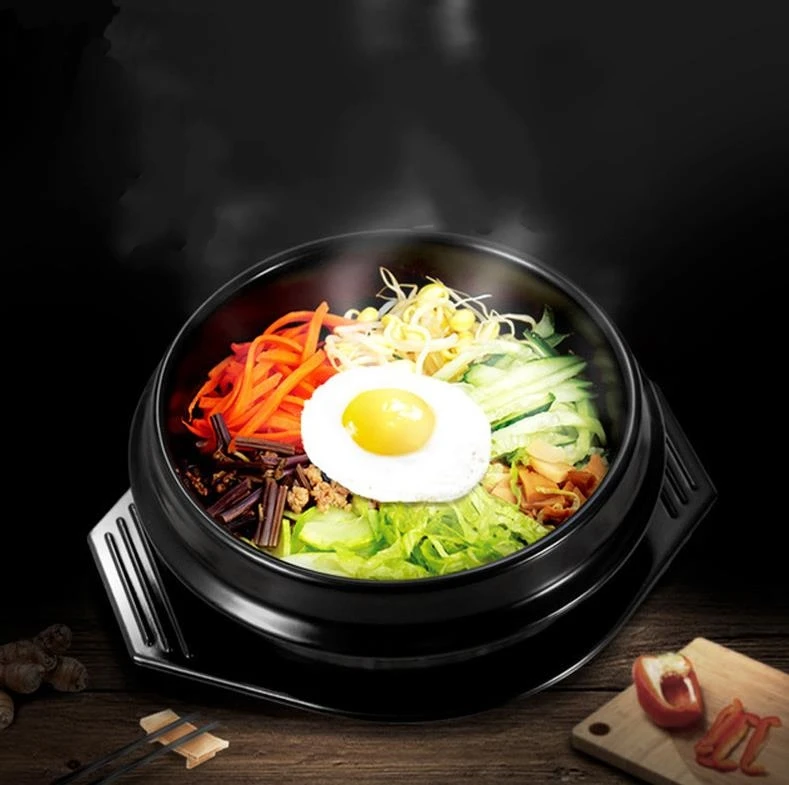 10set/lot Classic Korean Cuisine Sets Dolsot Stone Bowl Pot for Bibimbap Ceramic Soup Ramen Bowls With Tray Wholesale  ni59