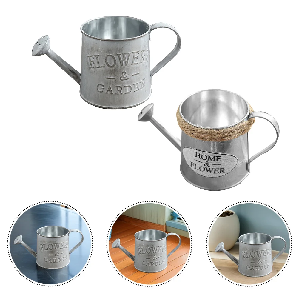 

4Pcs Retro Iron Flower Bucket Vintage Style Flowerpot Home Decoration Garden Storage Container Watering Kettle