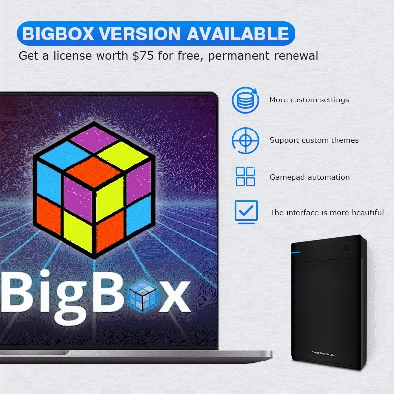 

Игровой жесткий диск Launchbox 12 ТБ с суперконсолью Big Box, встроенный эмулятор 45000 игр для PS3/PS2/PS1/WII/SS/WIIU для Windows8/10/11