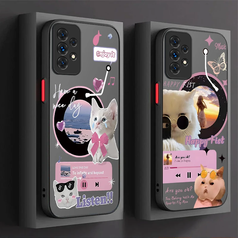 KT Cat Music Record Case For Samsung Galaxy A54 A34 A24 A14 A13 A33 A53 A73 A23 A05 A05S A72 A52 A52S A32 A22 A12 A31 A51 A71