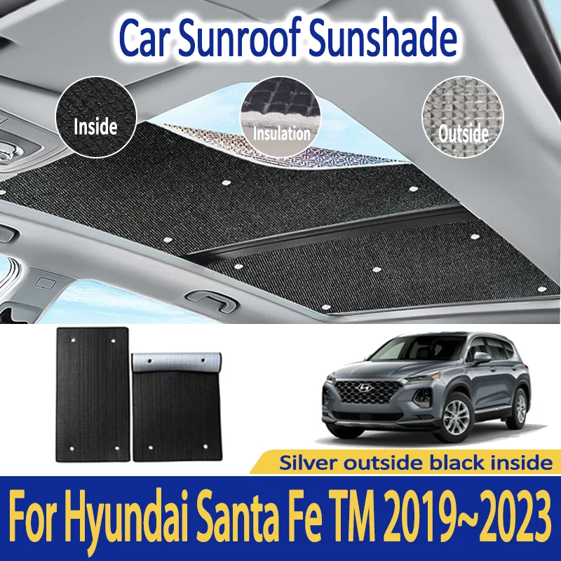 

Car Sunroof Sunshades For Hyundai Santa Fe TM 2019~2023 2020 Auto Skylight Roof Sunscreen Heat Insulation Anti-UV Accessories