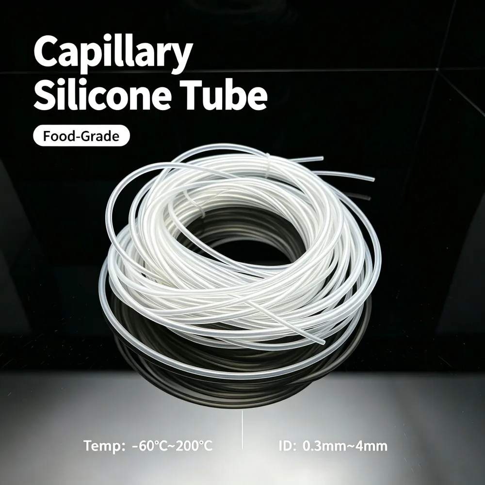 Food Grade Transparent Silicone Rubber Hose ID 0.3mm-4mm Silicone Tube High Temp Resistant Nontoxic Flexible Capillary Pipe