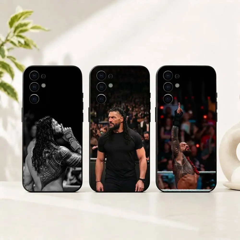 Funda de Silicona Negra para Teléfono con Diseño del Luchador Profesional R-Roman Reigns, Compatible con Samsung S25, S24, S21, S22, S23, S30, Ultra, S20, Plus, Fe, Lite