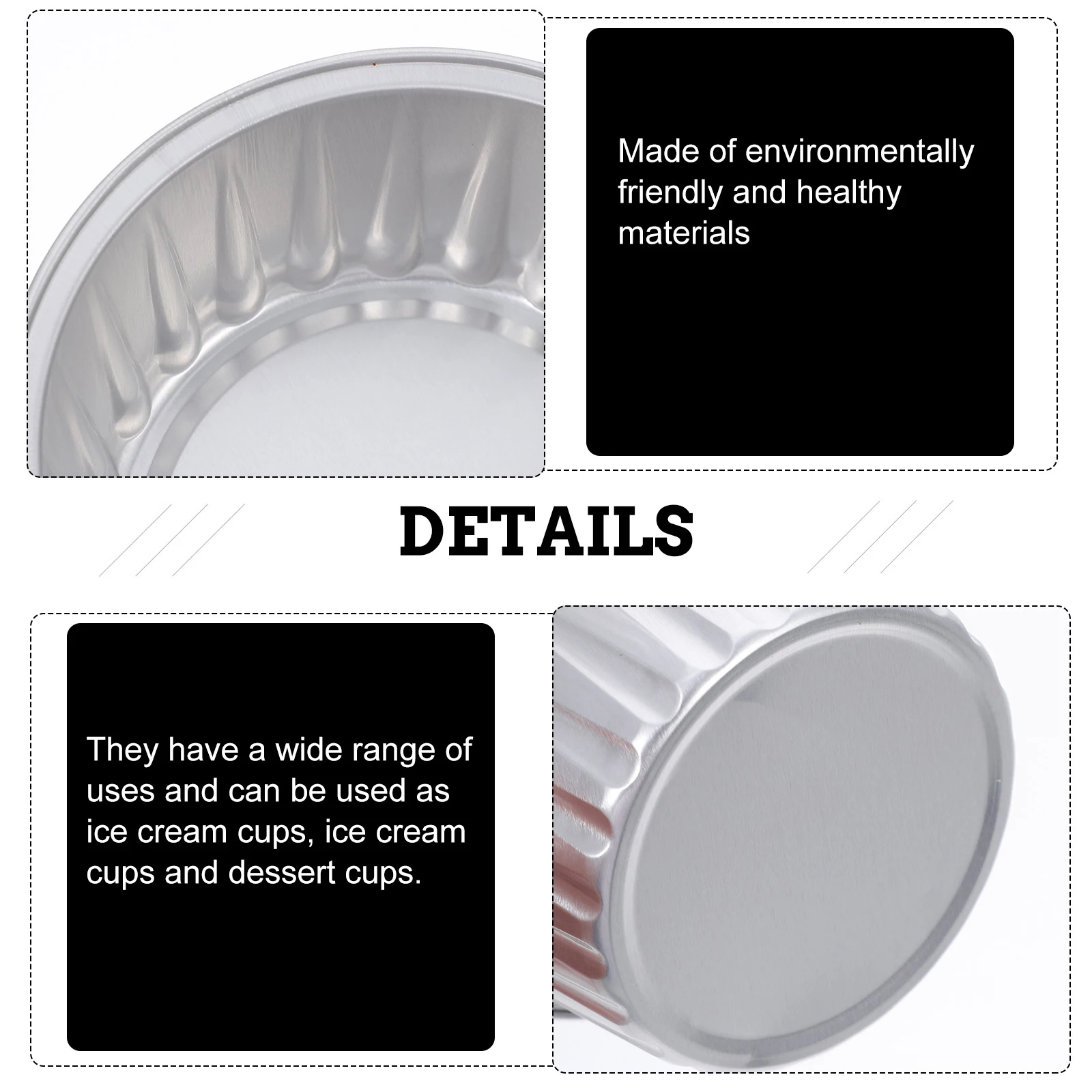 

25pcs Ice Cream Aluminum Foil Cups With Covers Dessert Containers For Cake Pudding Mousse Jelly Pastry Bakery