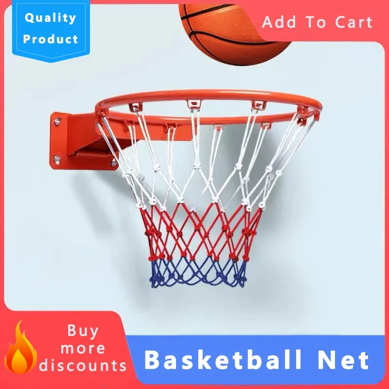 1/2/3PCS Standard Basketball Net Red+White+Blue Tri-Color Basketball Hoop Net Powered Basketball Hoop Basket Rim Net