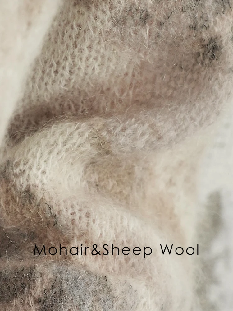 SuyaDream, pulls Mohair pour femmes, pulls imprimés en mélange de laine, col rond, haut à la mode automne-hiver 2025, motif de chat