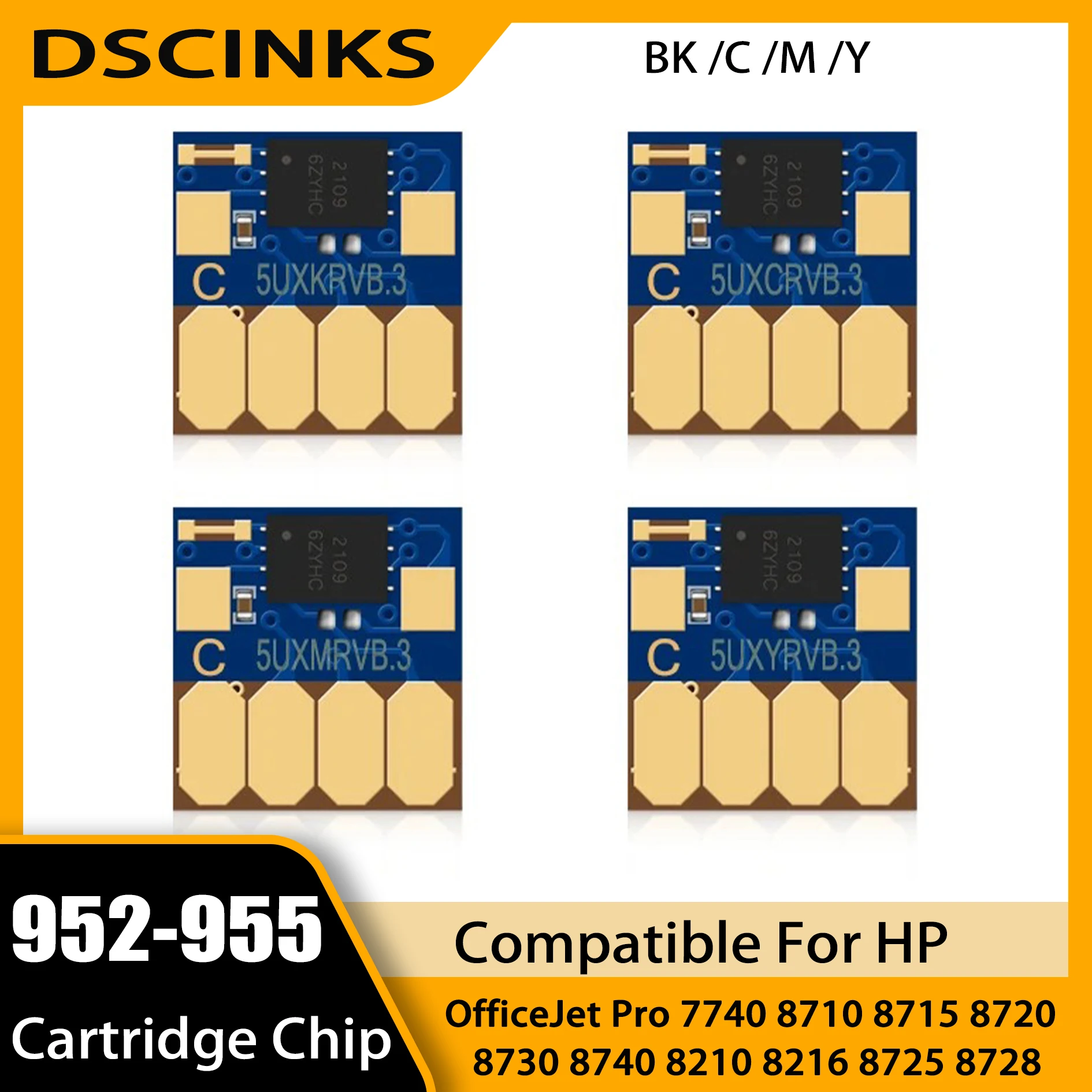 

Чип для перманентного чернильного картриджа HP 952X-955X для принтеров HP OfficeJet Pro 7740, 8710, 8715, 8720, 8730, 8740, 8210, 8216, 8725, 8728