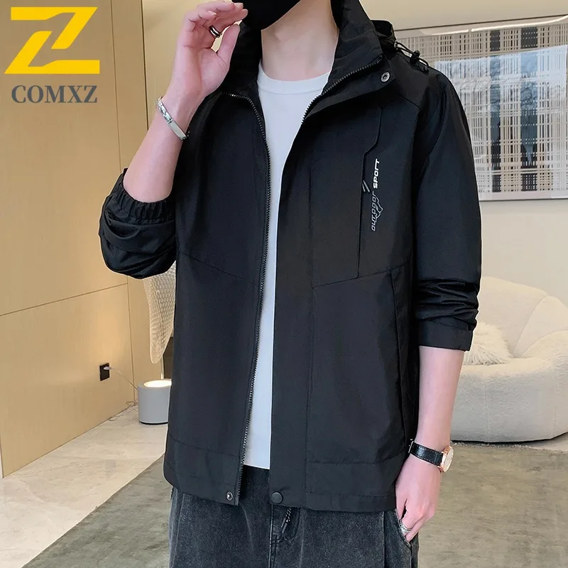 

COMXZ Hot Sale Jacket Outdoor Couple Solid Color Detachable Hood Waterproof Windproof Youth Mountaineering Single Top Jacket