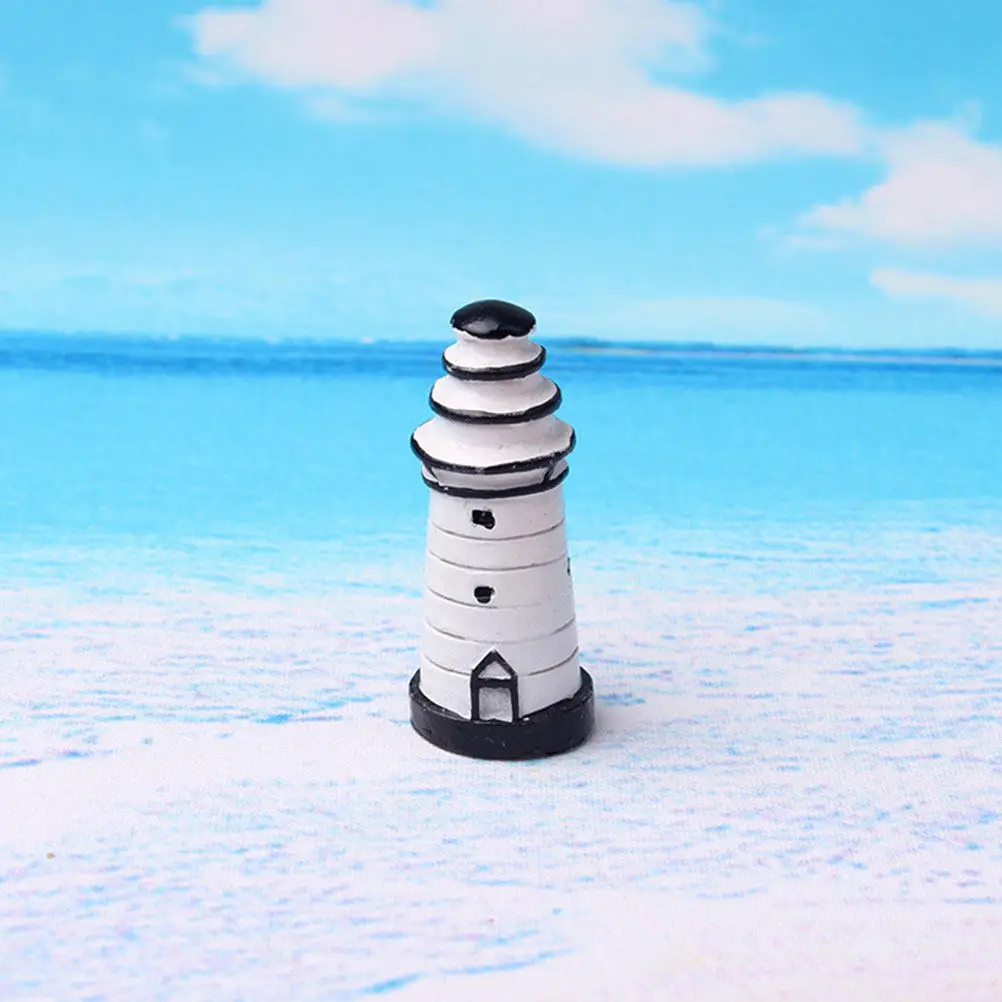 Miniature Resin Lighthouse Ornament Nautical Coastal Decor for Desktop Table Windowsill Mediterranean Sea Theme Home Garden