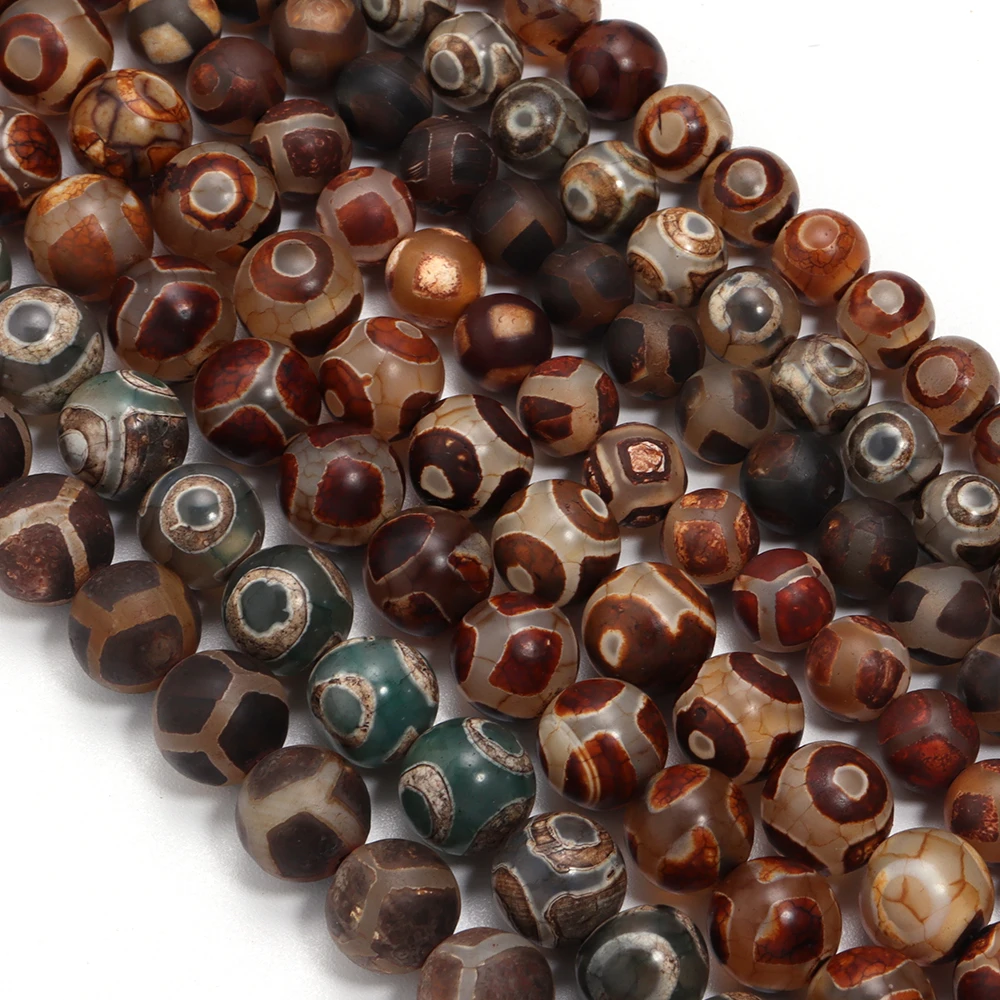 8/10mm Natural Stone Beads Vintage DZI Agate Round Loose Spacer Bead for Jewelry Making DIY Bracelets Necklace Accessories