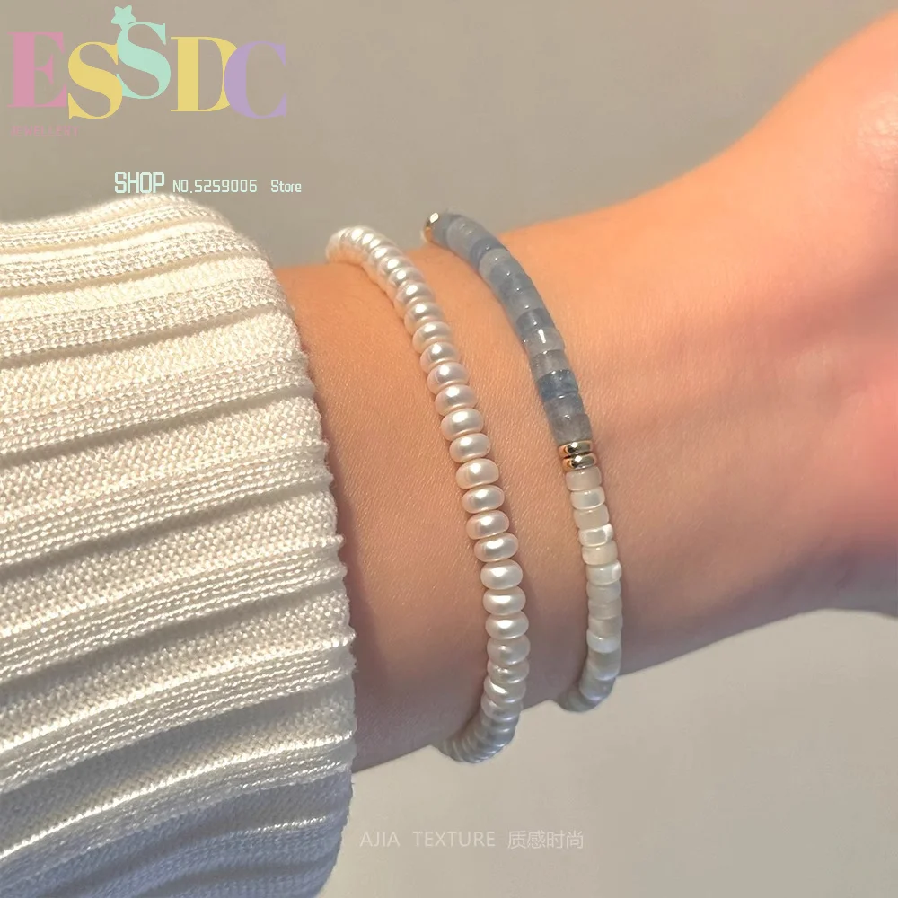 Butterfly shell bracelet natural white butterfly shell elastic niche original design exquisite stacked beaded accessories