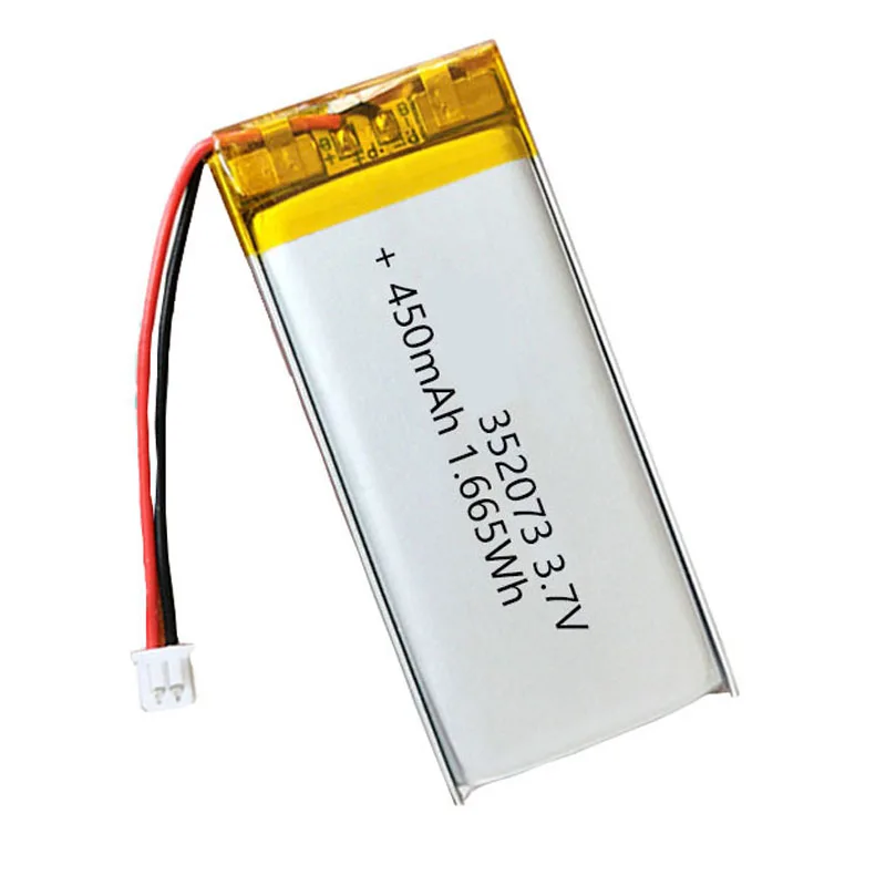 2/5/10/20 Pcs 3.7V 450mAh 352073 Lithium Polymer Ion Battery 2.0mm JST Connector