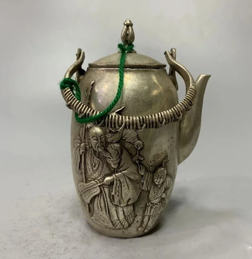 China White copper archaize longevity Buddha teapot crafts statue