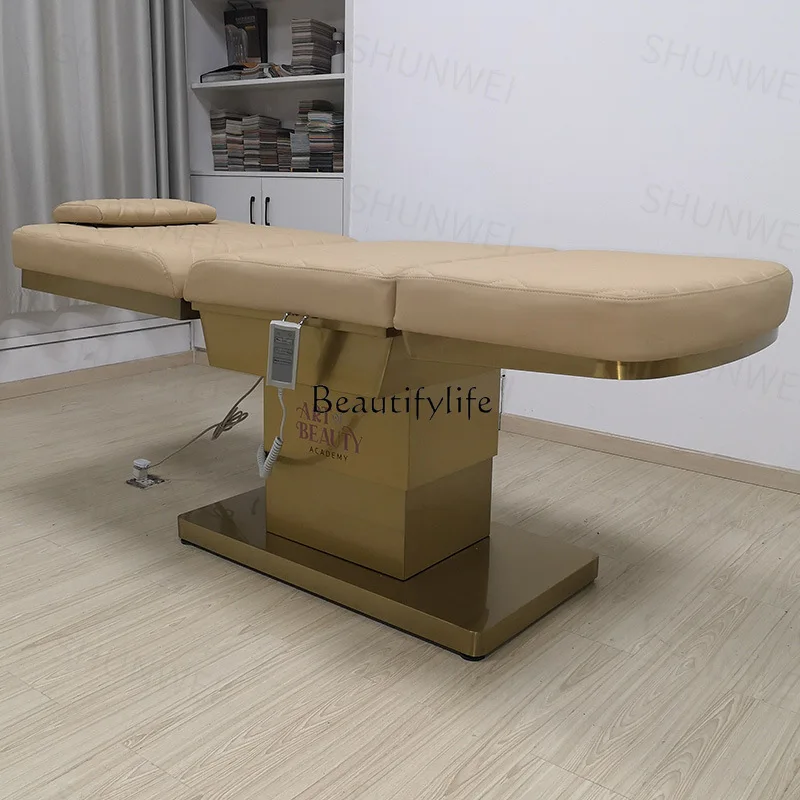 01-High-grade body electric beauty bed lifting pattern embroidery bed beauty salon