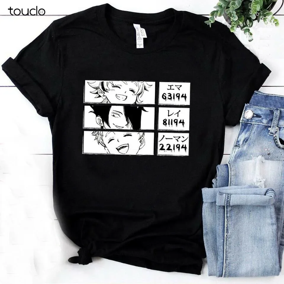 The Promised Neverland Emma Norman Ray White Black Short Sleeve Unisex Shirt Birthday Shirt Boy Fashion Tshirt Summer Tshirt