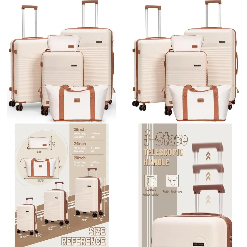 

Набор чемоданов из 5 предметов с колесами, ручными чемоданами из АБС-пластика, замком TSA для путешествий