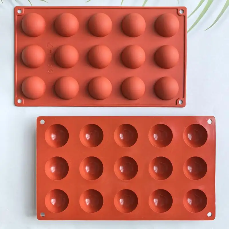 15 Cavity Half Ball Silicone Baking Mold Food Grade Heat Resistant Tool for Pudding Mousse Brownie Chocolate Truffle Kitchen Us