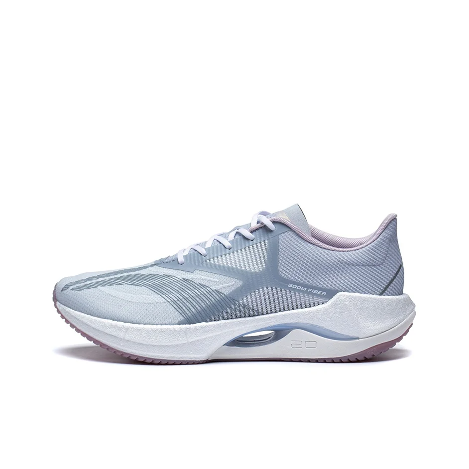 Li Ning Super Light 20 Chaussures de course polyvalentes, résistantes à l'abrasion, respirantes, à tige basse, pour femmes, gris bleu
