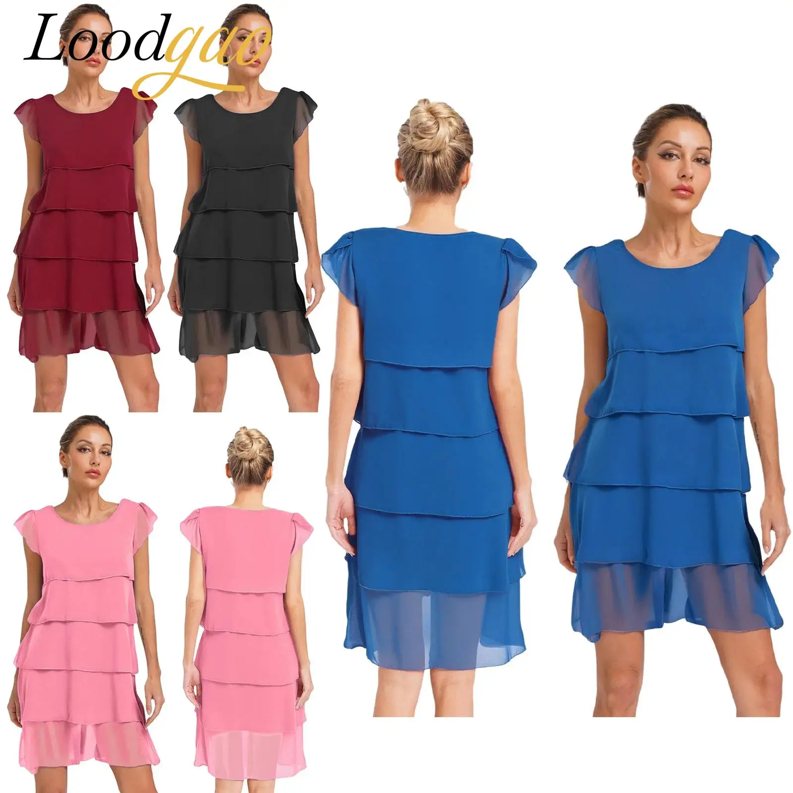 Women Chiffon Tiered Summer Dress Cocktail Dress Elegant Party Dresses Pageant Commute Special Occasions Casual Woman's Clothes