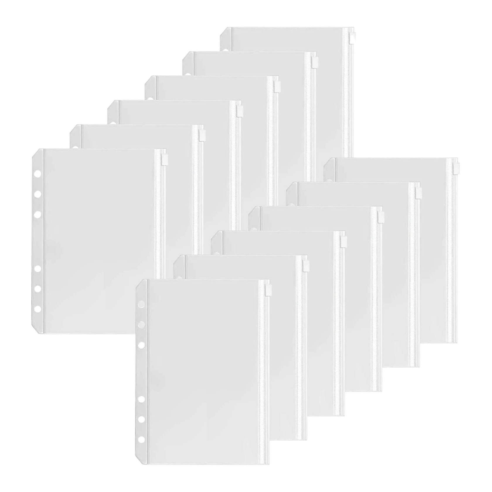 A5 Binder bolsos com zíper, pastas para 6-Ring Notebook Binder, folhas soltas inserir sacos, bolsa impermeável, 12 pcs
