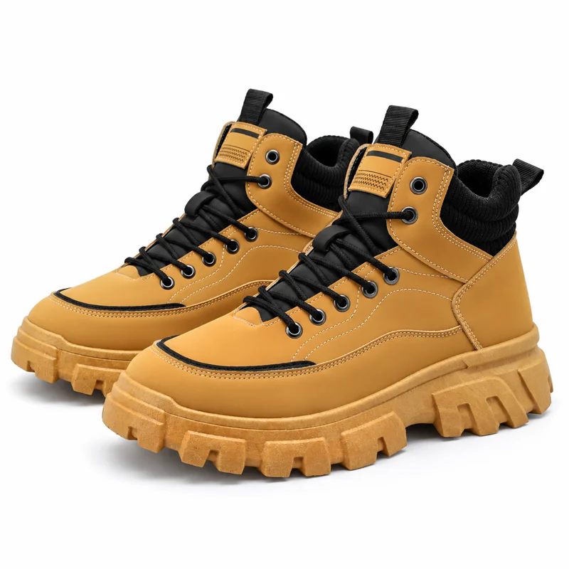 Men's Ankle Boots Casual High-Top Sneakers Non-Slip Walking Shoes Hard-Wearing Platform Boots Outdoor Board Shoes Footwear