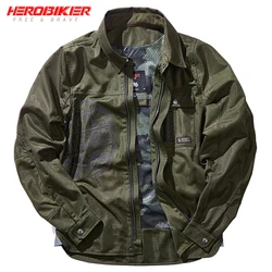 Herren Motorradjacke Retro Moto Jacken Motorrad Radfahren Shirt Reflektierende Motocross Jacke CE Schutzausrüstung Vier Jahreszeiten