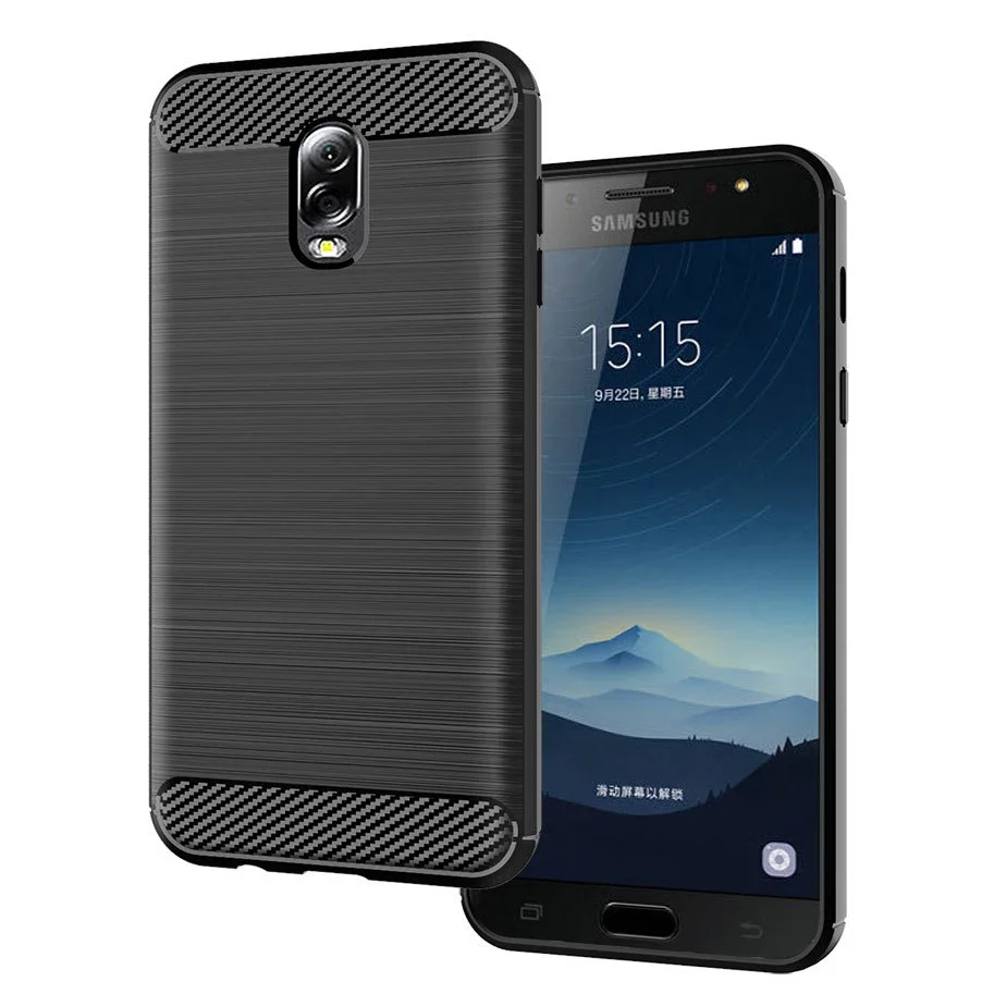 FERISING Case For Samsung Galaxy C7 2017 Case Silicone TPU Bumper Shockproof Carbon Cover for Samsung Galaxy C8 / J7 Plus Case