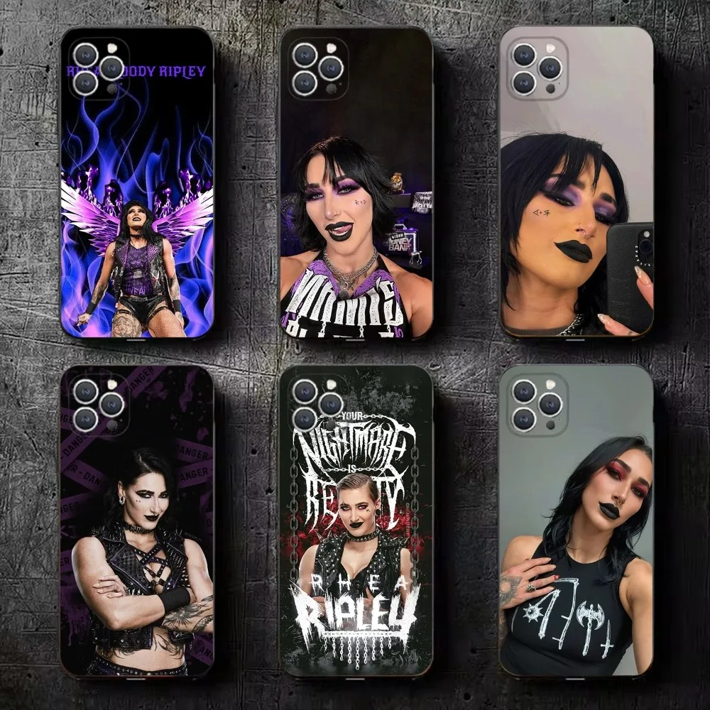 Rhea Ripley Phone Case For iPhone 16,15,14,13,12,11,Plus,Pro Max,XS,X,XR,SE,Mini,8,7 Soft Silicone Black Cover