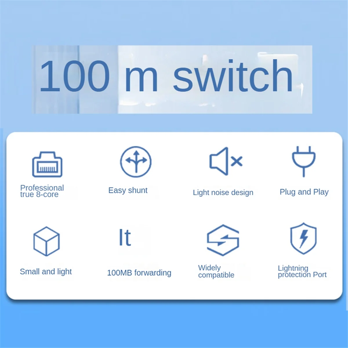 Conmutador de red Mini conmutador Ethernet de 8 puertos, conmutador inteligente de alto rendimiento de 100Mbps, inyector de Internet Hub RJ45, enchufe de la UE