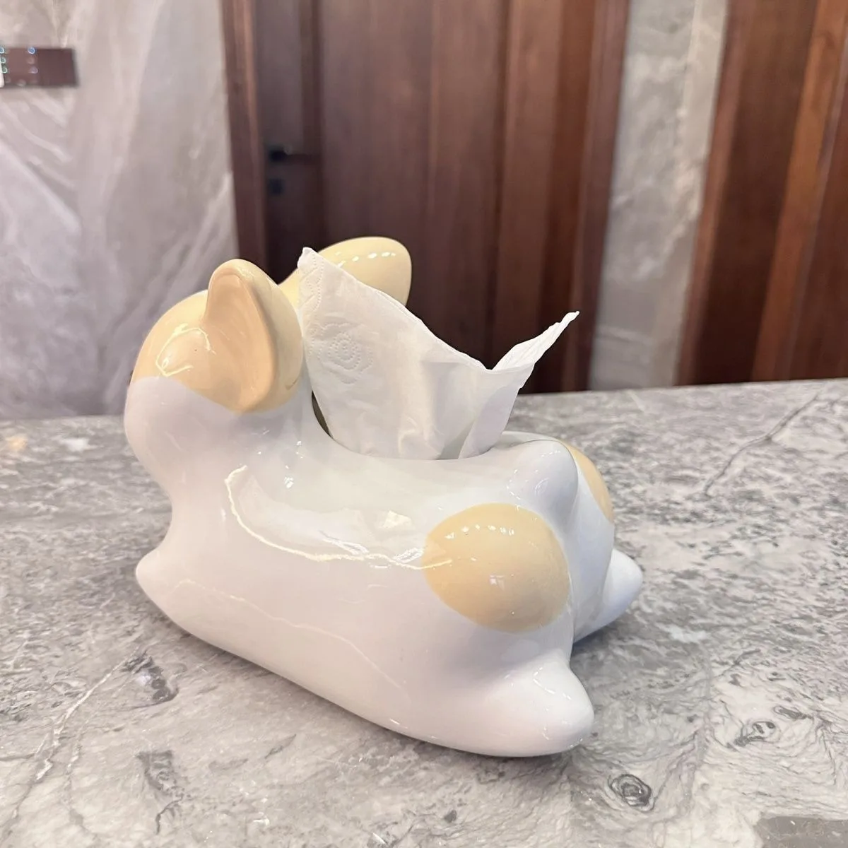 Ceramic Tissue Box Cute Dog Corgi Tissue Box Living Room Light Luxury Home Porch Decoration Nordic Style Simple Decoration