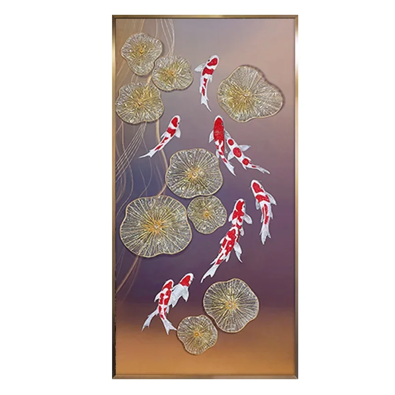 

Enamel color entrance corridor aisle light luxury tea room office nine fish map