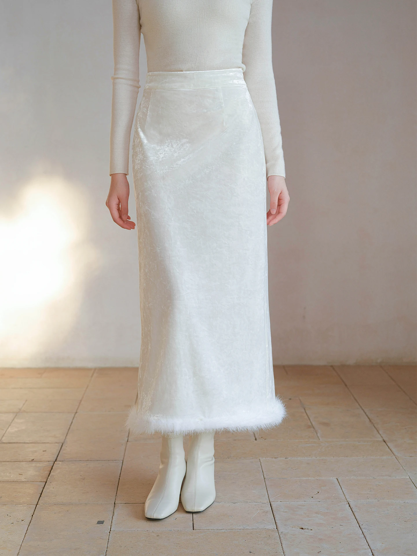 

New Chinese Sle High Waist Velvet Skirt Women's Autumn Winter Faion Long Straight Cut Skirts High End Sensation f Body