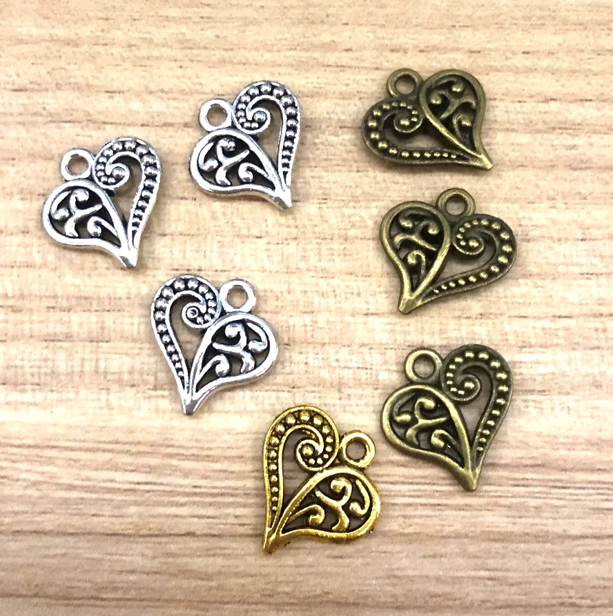 

20pcs 15*14mm for handmade accessories a variety of colors heart shaped charms HW2603