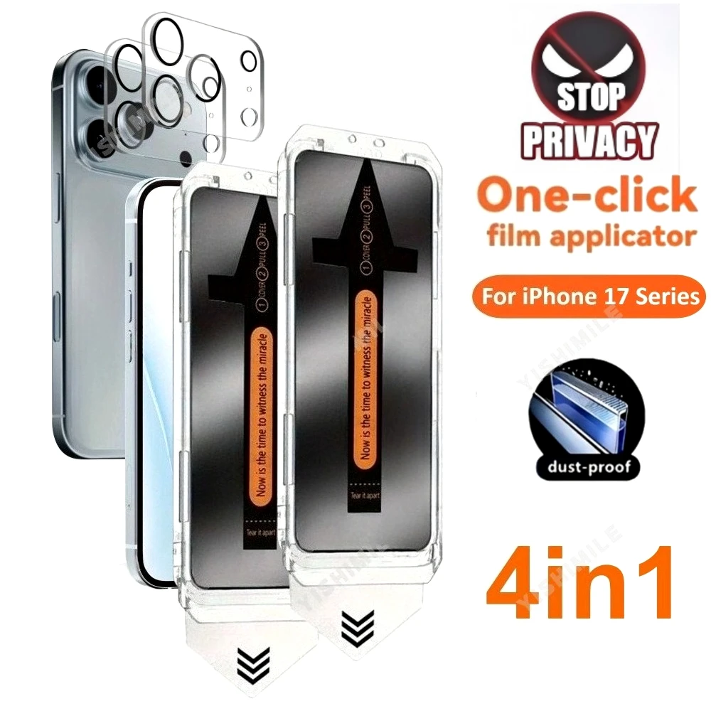 

4-in-1 Anti Spy Screen Protector for iPhone 17 16 15 14 Pro Max 16e 17 Air Camera Lens Glass for iPhone 13 12 11 Pro 15 14 Plus